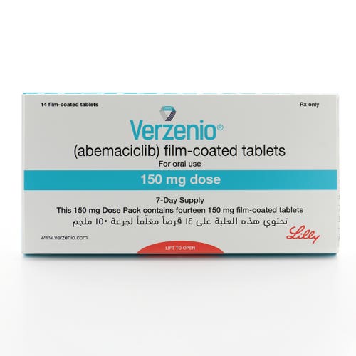 Product box containing VERZENIO FILM-COATED TABLET 150MG [SIN15790P]